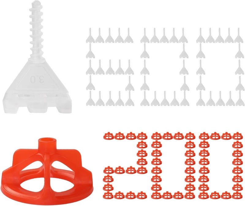 DGSL Tile Leveling System 1/8", 600 Pcs Tile Spacers and 200 Pcs Red Cap, Tile Spacers Leveling System for Professional Ceramic Tile and Stone Installation, Precision Gap Control - Image 1